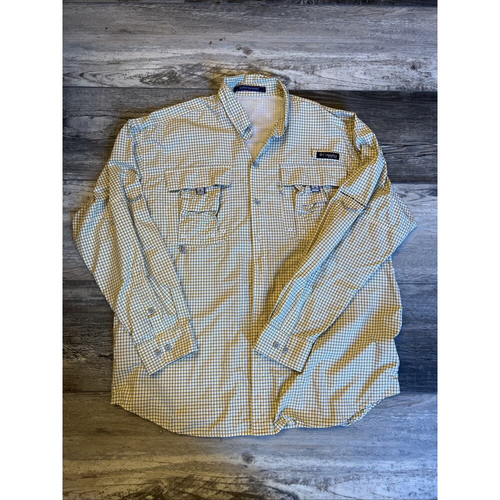Columbia PFG Super Bahama Men’s L XL Plaid Long Sleeve Vented Fishing Shirt